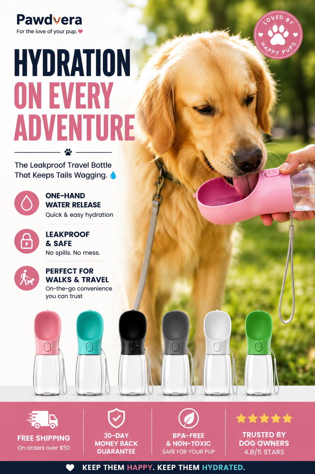 Pawdvera™ Leakproof Dog Water Bottle